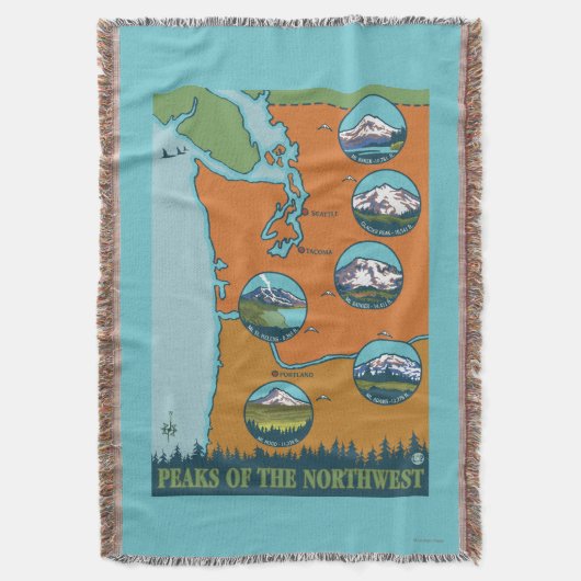 Pieken in het noordwesten - 5 verschillende bergen deken (Voorkant Verticaal)