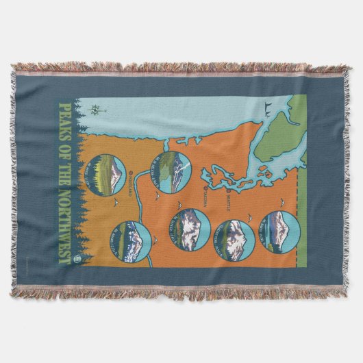 Pieken in het noordwesten - 5 verschillende bergen deken (Voorkant)