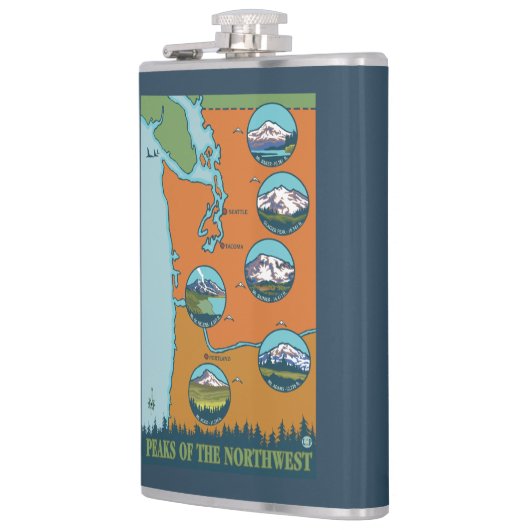 Pieken in het noordwesten - 5 verschillende bergen heupfles (Links)