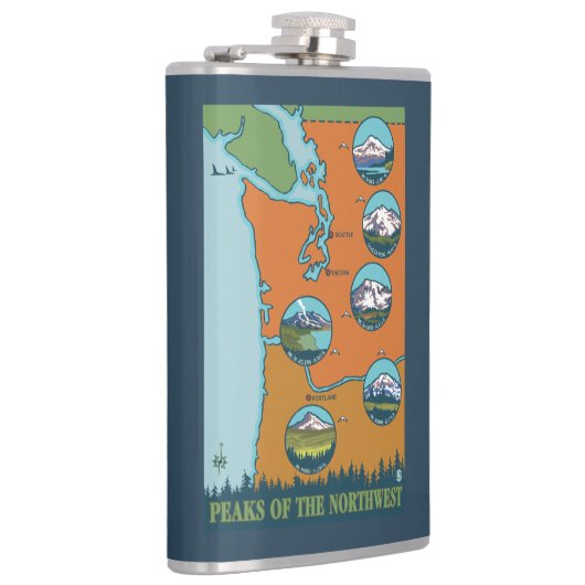 Pieken in het noordwesten - 5 verschillende bergen heupfles (Rechts)