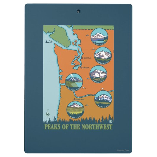 Pieken in het noordwesten - 5 verschillende bergen klembord (Achterkant)