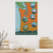 Pieken in het noordwesten - 5 verschillende bergen poster (Keuken)