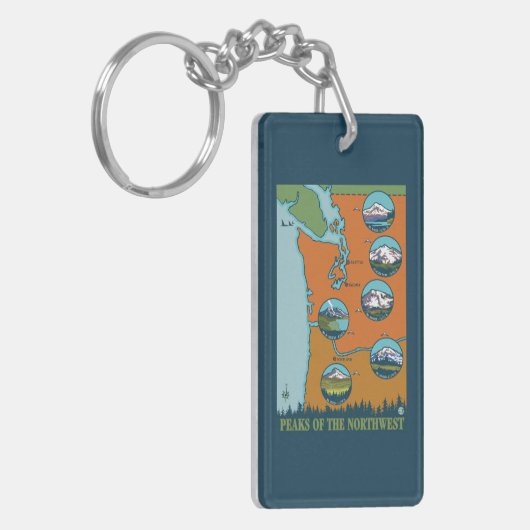 Pieken in het noordwesten - 5 verschillende bergen sleutelhanger (Voorkant Links)
