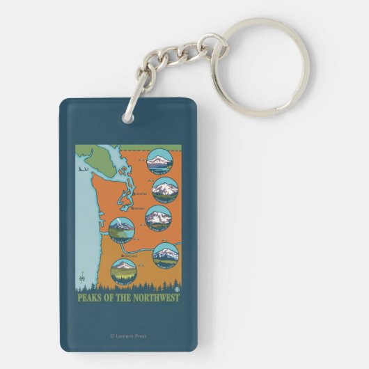 Pieken in het noordwesten - 5 verschillende bergen sleutelhanger (achterkant)