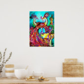 PIEKEN IN LOVE, rood-gele, blauwe Poster (Keuken)