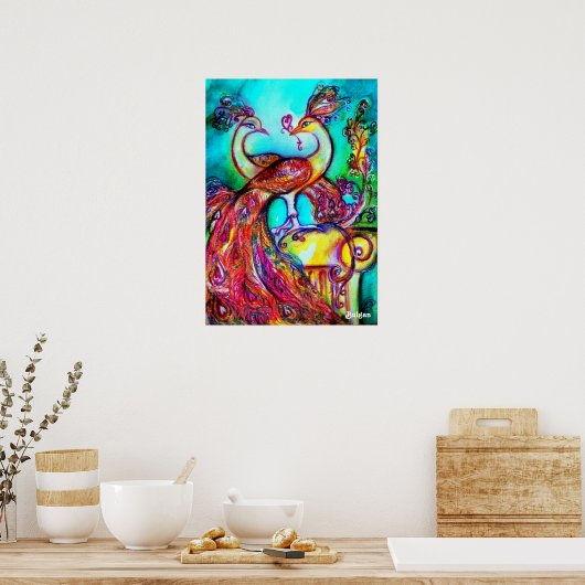 PIEKEN IN LOVE, rood-gele, blauwe Poster (Keuken)