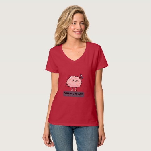 Piekeren Is Mijn Cardio – Grappige Angst T-shirt (Voorkant volledig)