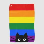 Pieking Black Cat Regenboog Vlag Golfhanddoek (Voorkant)