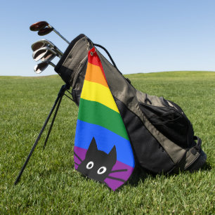 Pieking Black Cat Regenboog Vlag Golfhanddoek