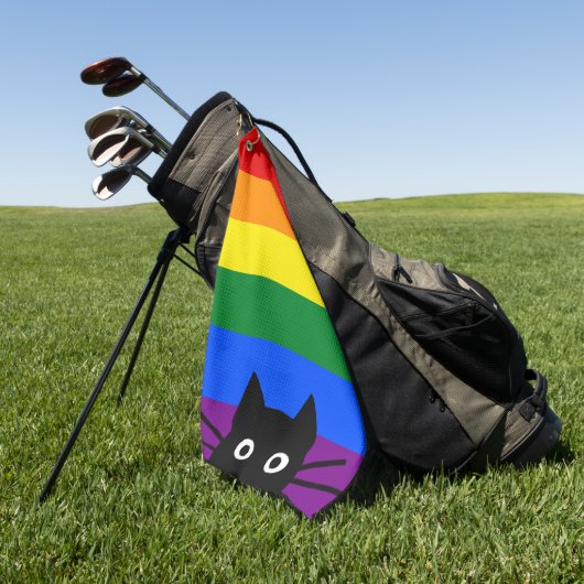 Pieking Black Cat Regenboog Vlag Golfhanddoek (Groen)