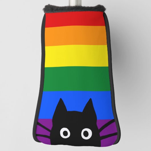 Pieking Black Cat Regenboog Vlag Golfheadcover (Draai 90)