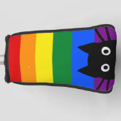 Pieking Black Cat Regenboog Vlag Golfheadcover (Voorkant)