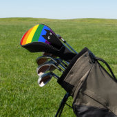 Pieking Black Cat Regenboog Vlag Golfheadcover (Insitu)