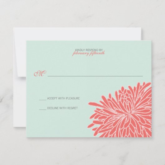 Pieking Chrysanthemum Wedding Response RSVP Kaartje (Voorkant)