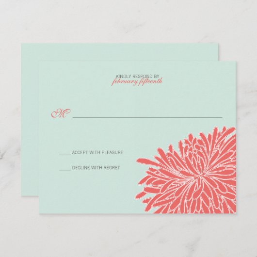 Pieking Chrysanthemum Wedding Response RSVP Kaartje (Voorkant / Achterkant)