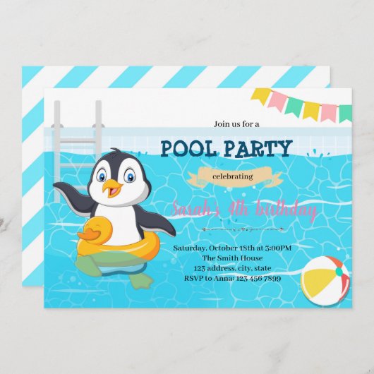 Piekpartijuitnodiging in Penguin Kaart (Voorkant / Achterkant)