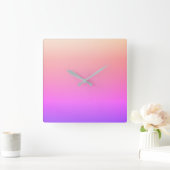 Piekroze en Paarse kleurrijke ombre Vierkante Klok (Huis)