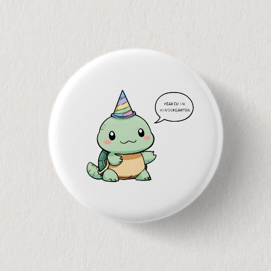"Piekte in de Kleuterklas" Grappig Schildpad Ontwe Ronde Button 3,2 Cm (Voorkant)