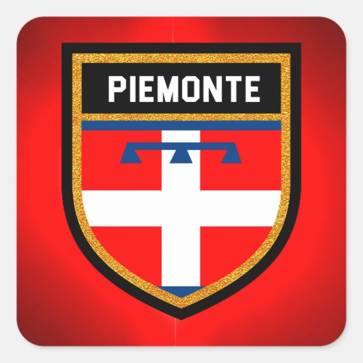 Piemonte Flag Vierkante Sticker (Voorkant)