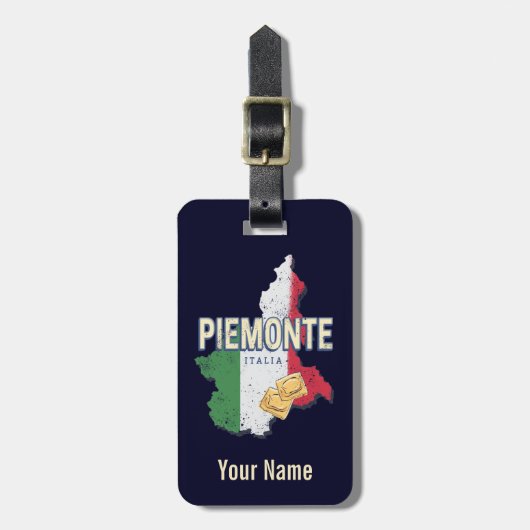 Piemonte Italy Retro Region Map  Pasta Bagagelabel (Voorkant verticaal)