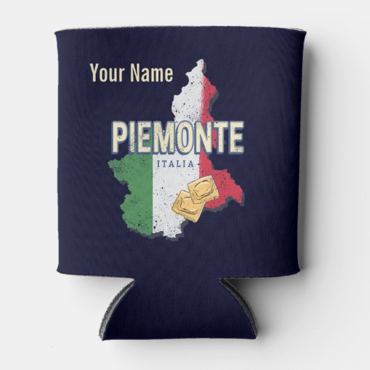 Piemonte Italy Retro Region Map  Pasta Blikjeskoeler (Voorkant)