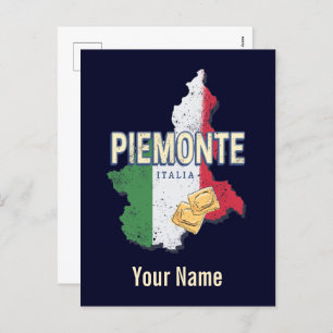 Piemonte Italy Retro Region Map Pasta Feestdagenkaart