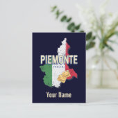Piemonte Italy Retro Region Map  Pasta Feestdagenkaart (Staand voorkant)