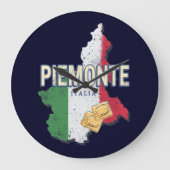 Piemonte Italy Retro Region Map  Pasta Grote Klok (Voorkant)