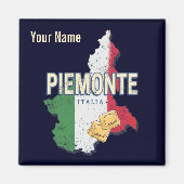Piemonte Italy Retro Region Map  Pasta Magneet (Voorkant)