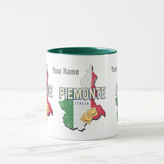 Piemonte Italy Retro Region Map  Pasta Mok (Midden)