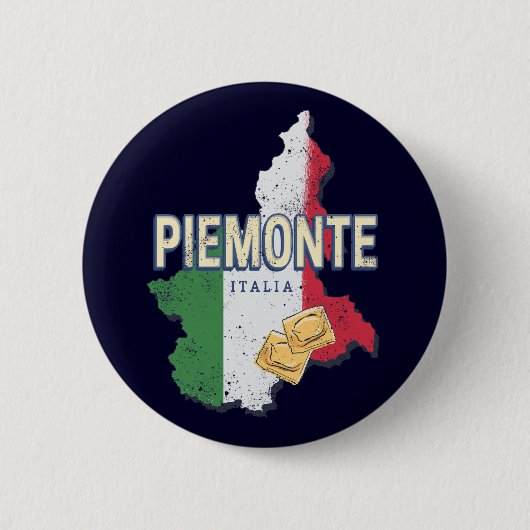 Piemonte Italy Retro Region Map  Pasta Ronde Button 5,7 Cm (Voorkant)