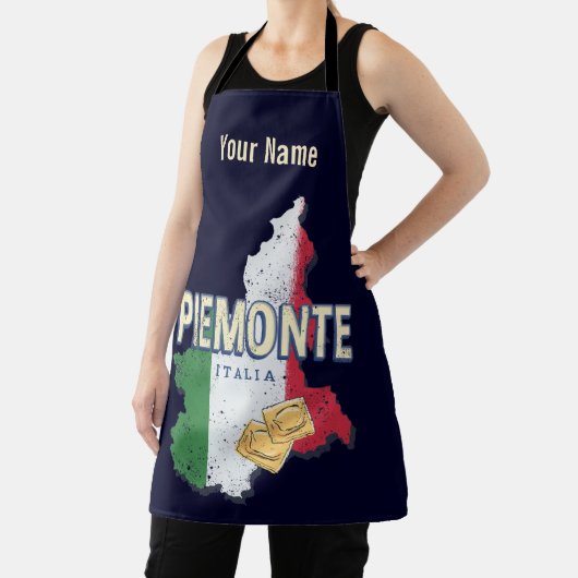 Piemonte Italy Retro Region Map  Pasta Schort (Insitu)