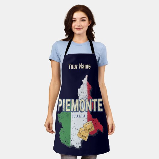 Piemonte Italy Retro Region Map Pasta Schort (Gedragen)
