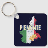 Piemonte Italy Retro Region Map  Pasta Sleutelhanger (Voorkant)