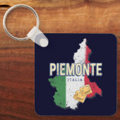 Piemonte Italy Retro Region Map  Pasta Sleutelhanger (Voorkant)