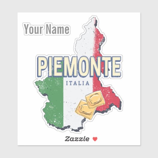 Piemonte Italy Retro Region Map  Pasta Sticker (Vel)