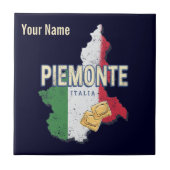 Piemonte Italy Retro Region Map  Pasta Tegeltje (Voorkant)