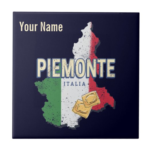 Piemonte Italy Retro Region Map Pasta Tegeltje (Voorkant)