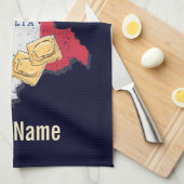 Piemonte Italy Retro Region Map  Pasta Theedoek (Quarter Fold)