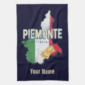 Piemonte Italy Retro Region Map  Pasta Theedoek (Verticaal)
