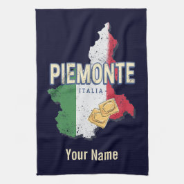 Piemonte Italy Retro Region Map  Pasta Theedoek