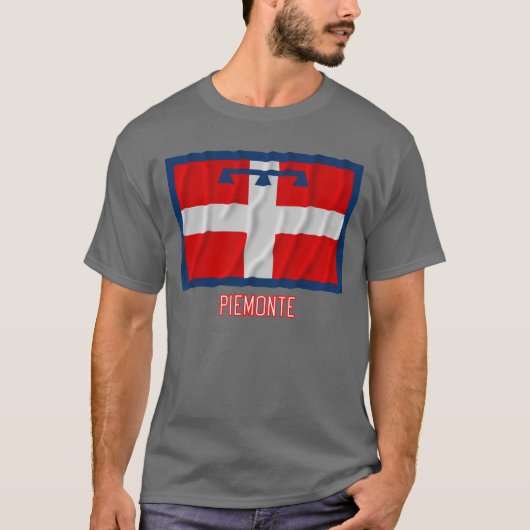 Piemonte waving flag met naam t-shirt (Voorkant)