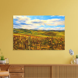 Piemontese wijngaardlandschap op gespannen canvas afdruk