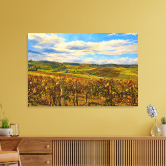 Piemontese wijngaardlandschap op gespannen canvas  afdruk