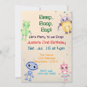 Piep Boop Bop Robot Verjaardag Kaart