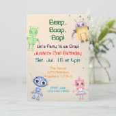 Piep Boop Bop Robot Verjaardag Kaart (Staand voorkant)