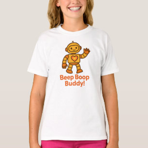 Piep Boop Buddy Oranje Robot Grafiek T-shirt