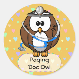 piep Doc Uil Ronde Sticker