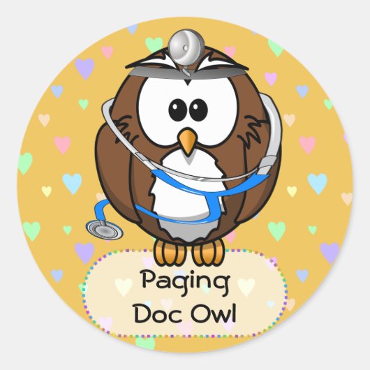 piep Doc Uil Ronde Sticker (Voorkant)