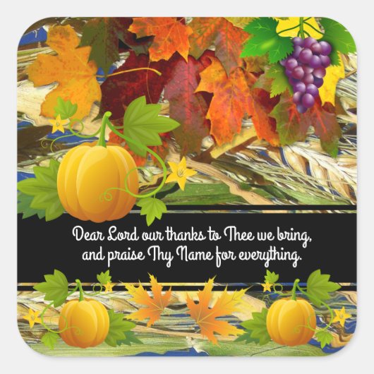 Piep en Thanksgiving Herfst Square Sticker (Voorkant)